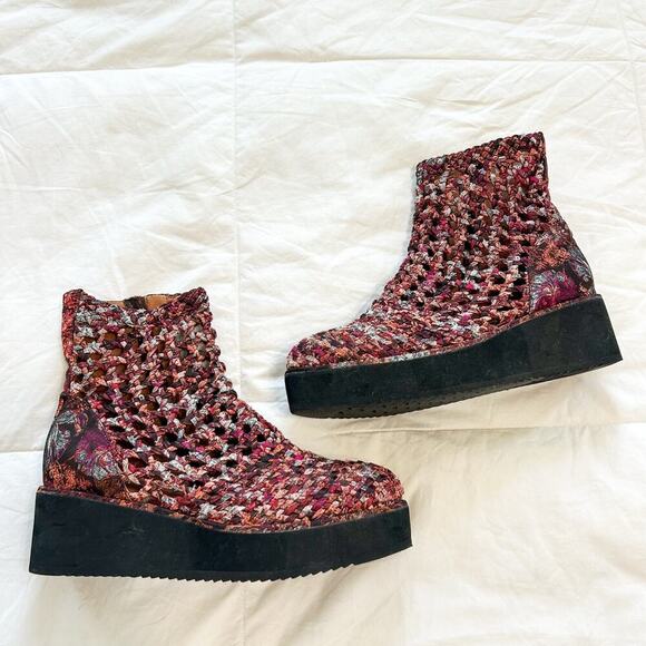 Jeffrey Campbell x Free People Woven Platform Ankle Boots 9.5 - Picture 2 of 9